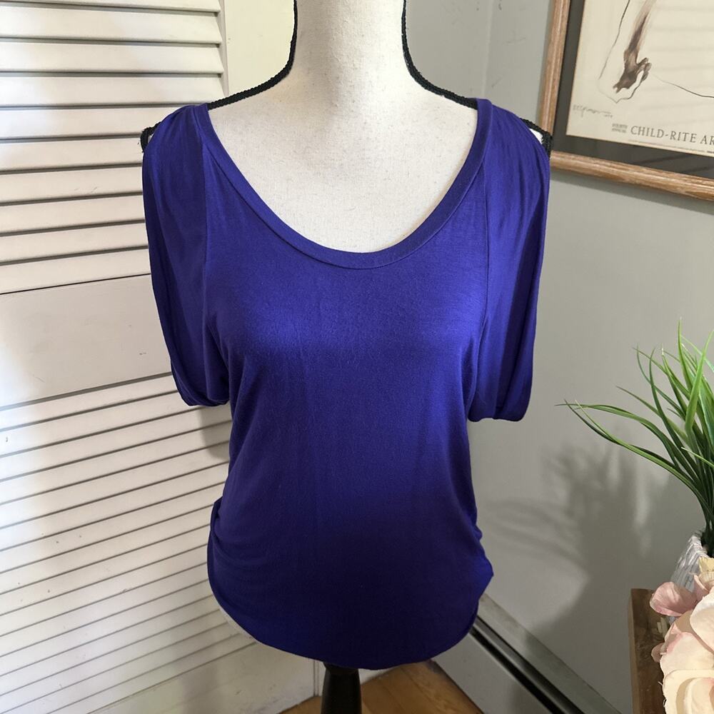 Velvet Spencer Graham Top Small Purple Sleeveless Draped Minimalist Summer Chic